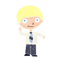 cartoon school boy with idea