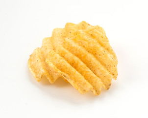 potato chips on white background