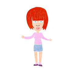 cartoon woman shrugging shoulders