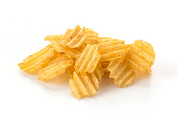 potato chips on white background