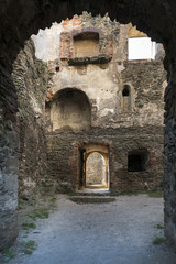 Entrance to the ruins of Bolkow Castle in Poland