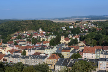 Aerial picture of Bolkow town in Poland