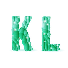 Emerald green polygonal font