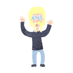 cartoon hippie man waving arms