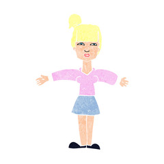 cartoon woman shrugging shoulders