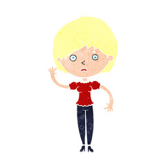 cartoon waving woman