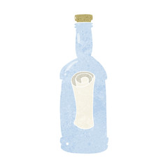 cartoon letter in a bottle
