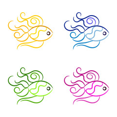 Vignette colourful fish set