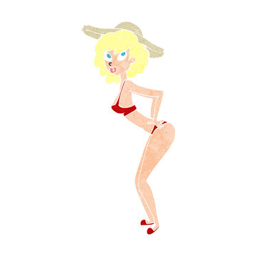 cartoon pin-up beach girl