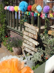 An old vintage wooden sign made for an retro style wedding