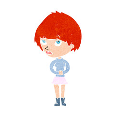 cartoon nervous woman