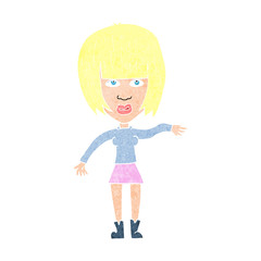 cartoon woman waving away