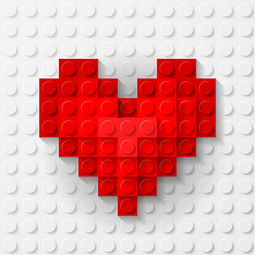 Red heart made of construction kit