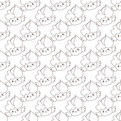 Vector outline cupcakes seamless pattern. Kawaii cakes simple
