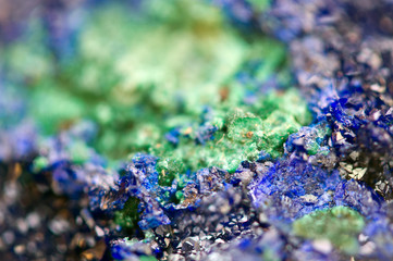 Green Malachite and Azurite Crystals deep blue copper mineral  M