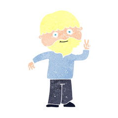 cartoon man giving peace sign