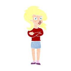 cartoon woman with folded arms