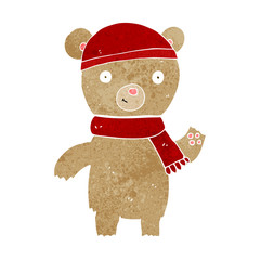 cartoon waving teddy bear