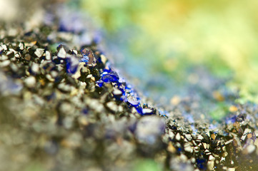 Green Malachite and Azurite Crystals deep blue copper mineral  M