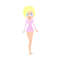 cartoon woman in short dress