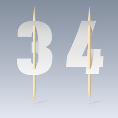 Paper font on toothpicks