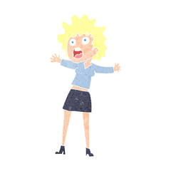 cartoon frightened woman
