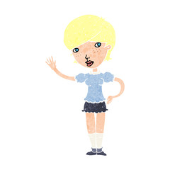 cartoon girl waving