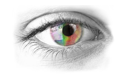 bright rainbow eye close up