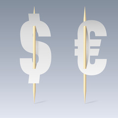 Paper font on toothpicks