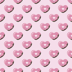 Vector simple geometric heart donut seamless pattern
