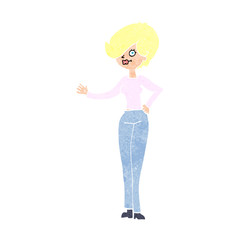cartoon woman waving