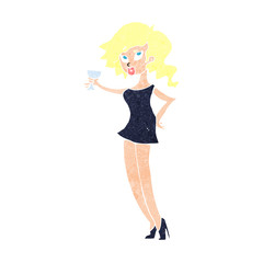 cartoon woman at party