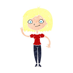 cartoon woman waving