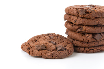 soft dark chocolate brownie cookies on white
