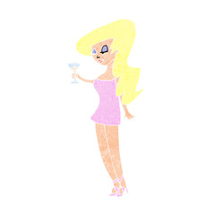 cartoon woman at party