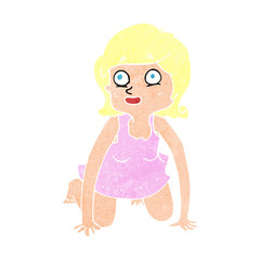 cartoon woman on all fours