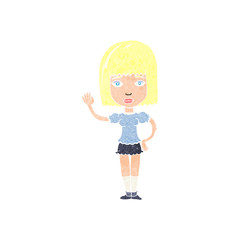 cartoon woman waving