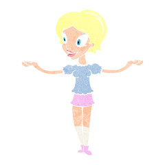 cartoon woman with arms spread wide