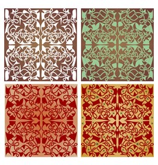 Set of geometric patterned tiles with art deco ornament
