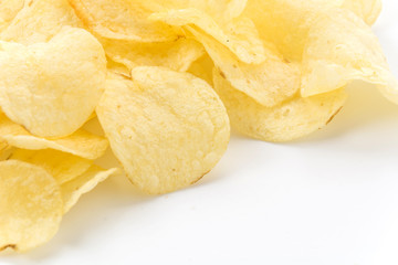 potato chips on white background