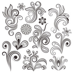 Floral vintage vector design elements