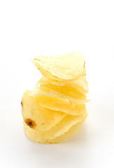 Fototapeta na wymiar potato chips on white background