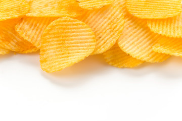 potato chips on white background