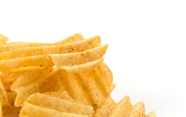 potato chips on white background