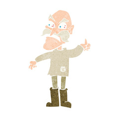 cartoon angry old man in patched clothing