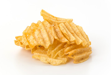 potato chips on white background