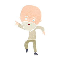 cartoon worried old man pointing