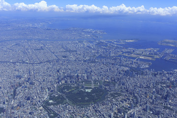東京広域空撮／港区六本木上空より有明方向を望む