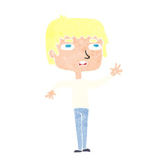 cartoton unhapy boy waving