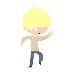 cartoon worried boy pointing